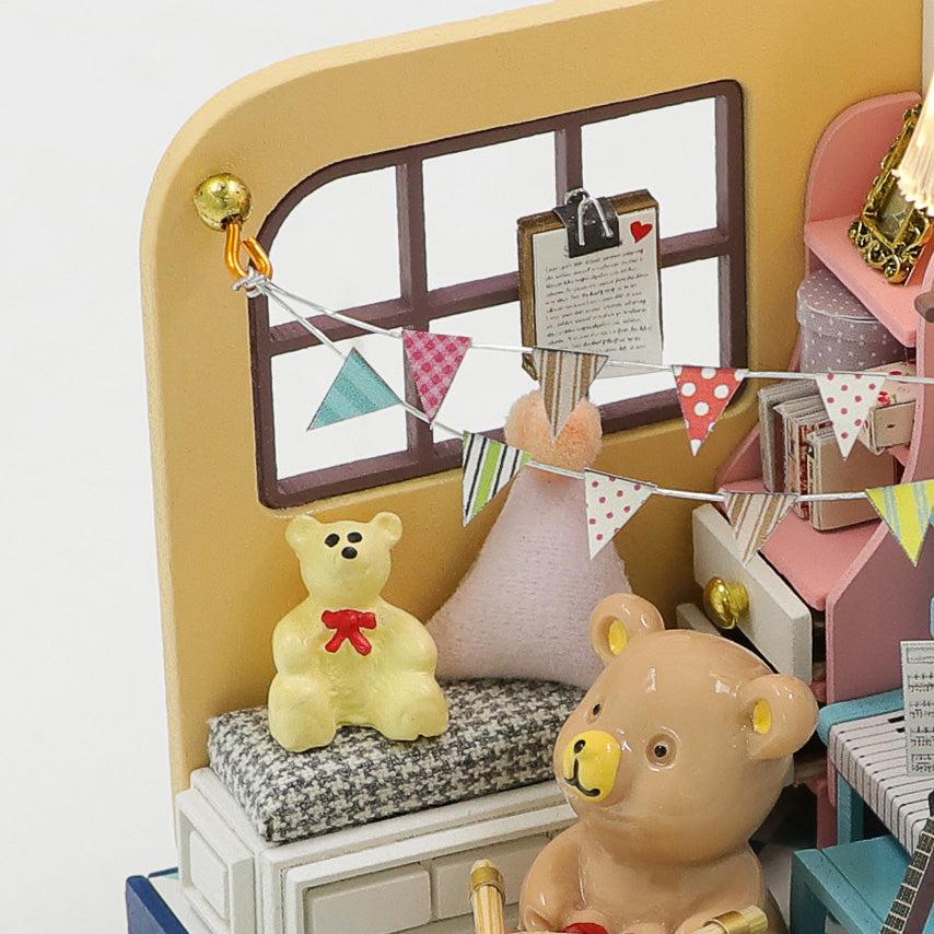 DIY "Moments of Music" S2303 Dollhouse Furniture Wooden Miniature Dollhouse w/ LEDs and Dust Proof Cover Toy Kits Fun Crafts