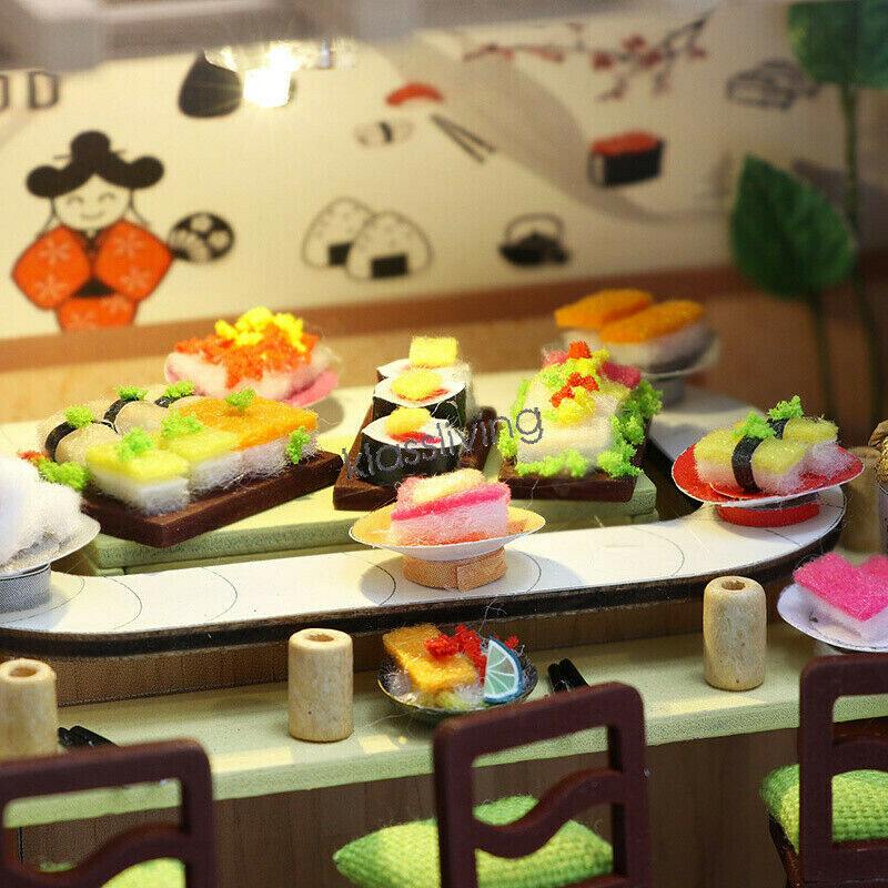 Hongda M2011 'Gibbon Sushi' Wooden Miniature Dollhouse w/ LEDs, Dust Proof Cover and Glues