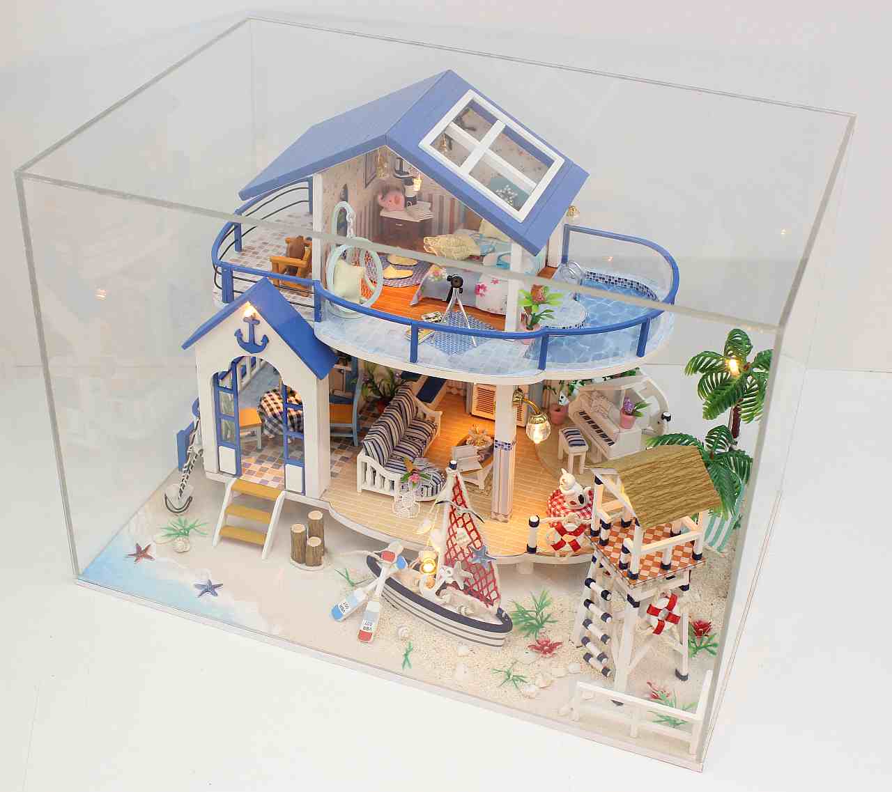 Miniature Dollhouse 'Legend of the Blue Sea‘ (13844) w/Dust Cover, Glues and LEDs Gifts for Friends