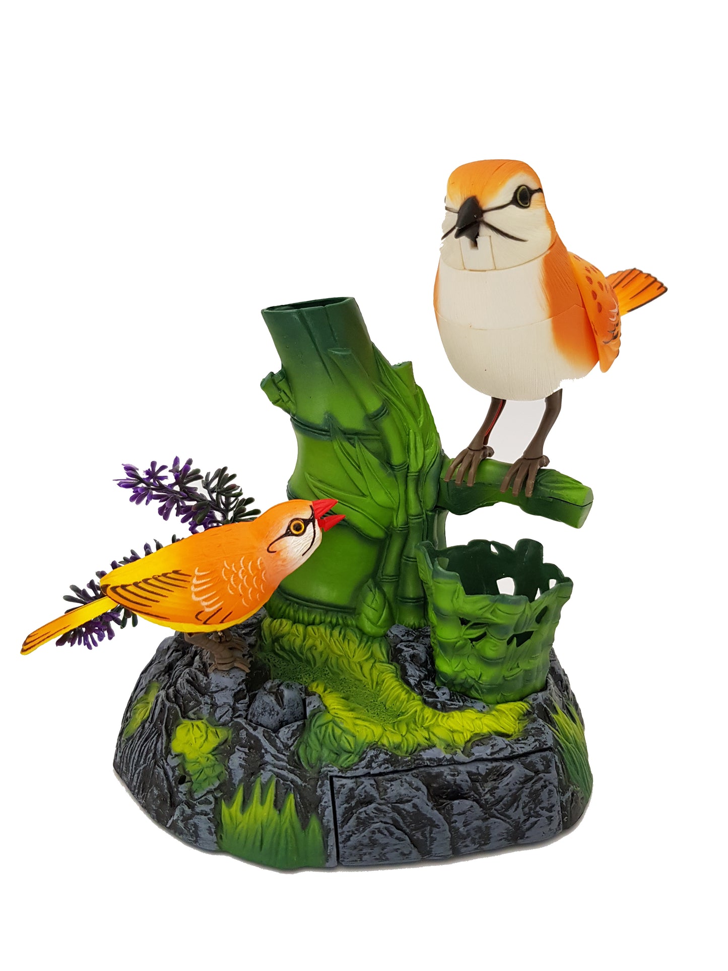 2 Blue Birds Sound and Touch Control Function Singing Bird Electric Bird Pets Pen Pencil Holder Christmas Birthday Gift for Kids