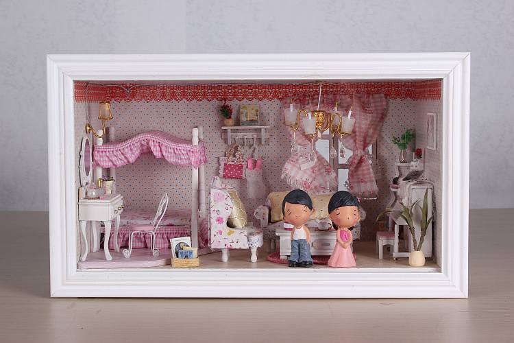 Intelligent Voice Control Assemble Wooden Kids Toy Miniature Dollhouse 'Pink Dream' w/ LEDs, Music, Dust Cover, Doll & Glue Birthday Present