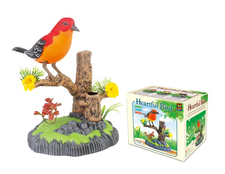 Sound Control Singing Bird Vermilion Flycatcher Bird Electric Voice-Activated Bird Pets Christmas Gift Birthday Gift for Kids