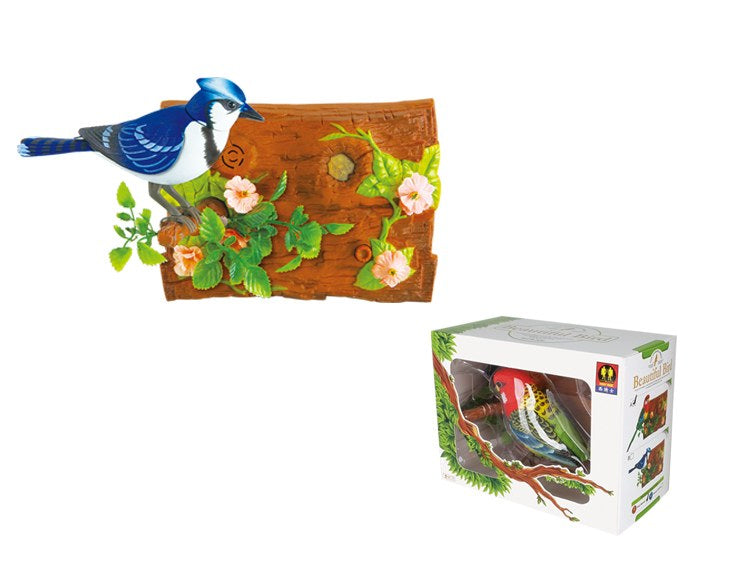 Wall-Hanging Blue Jay Bird Noise Sensor Function Bird Surprise Presents