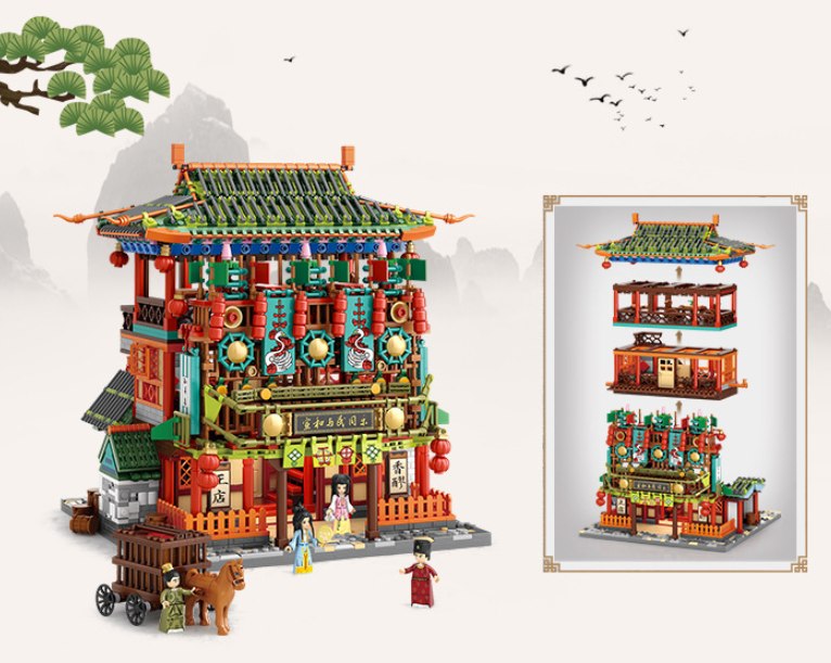 LOZ Architecture Series Ancient Street (1056) Mini Building Blocks Gifts