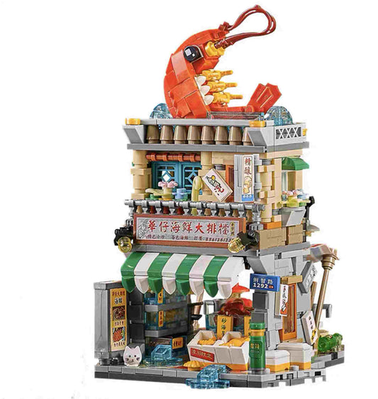 LOZ Mini Street Seafood Stall (1292) Interlocking Blocks Toys Gifts