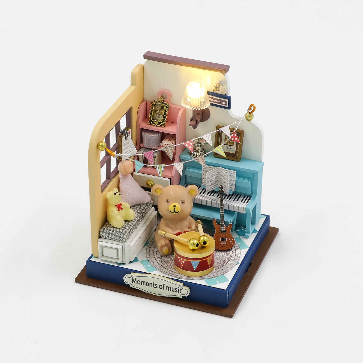 DIY "Moments of Music" S2303 Dollhouse Furniture Wooden Miniature Dollhouse w/ LEDs and Dust Proof Cover Toy Kits Fun Crafts
