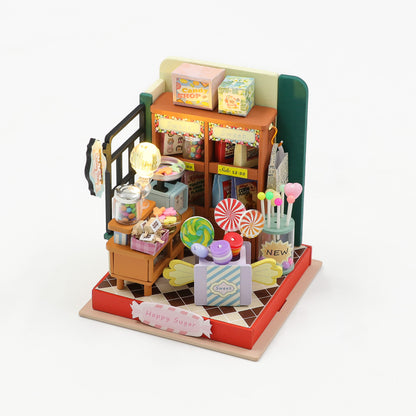 Bundle of 5 Dollhouses S2301-S2305 Dollhouse Furniture Wooden Miniature Dollhouse w/  Dust Proof Cover and Glues Toy Kits Fun Crafts