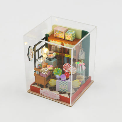 DIY "Happy Sugar" S2305 Dollhouse Furniture Wooden Miniature Dollhouse w/ LEDs and Dust Proof Cover Toy Kits Fun Crafts