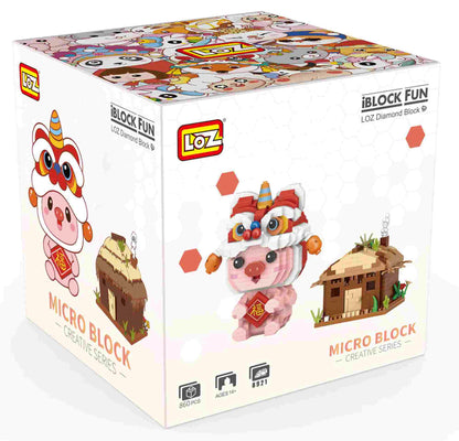 LOZ Mini Diamond Blocks Bricks Little Pig with Straw House (9821) Educational Toy Hobbies
