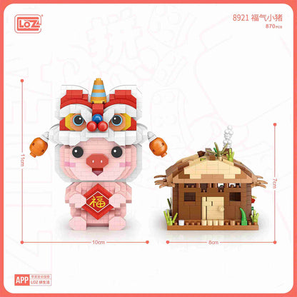 LOZ Mini Diamond Blocks Bricks Little Pig with Straw House (9821) Educational Toy Hobbies