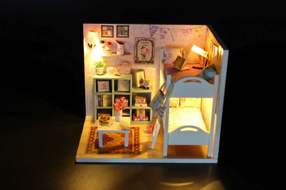 DIY M020 'Cheryl's Room‘ Wooden Kids Toy Miniature Dollhouse w/ LED Lights, Dust Proof Cover and Glue