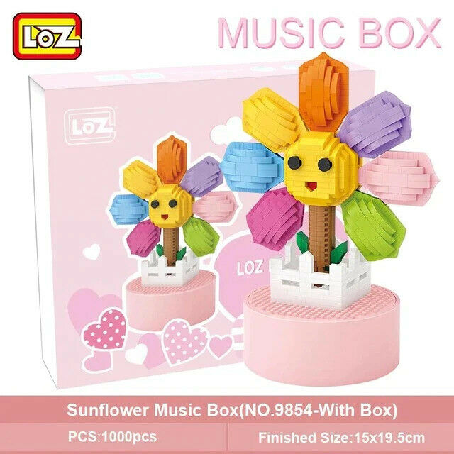 Mini Blocks Anime Sunflower Music Box Diamond Blocks Bricks Educational Toy Hobbies (#9854)