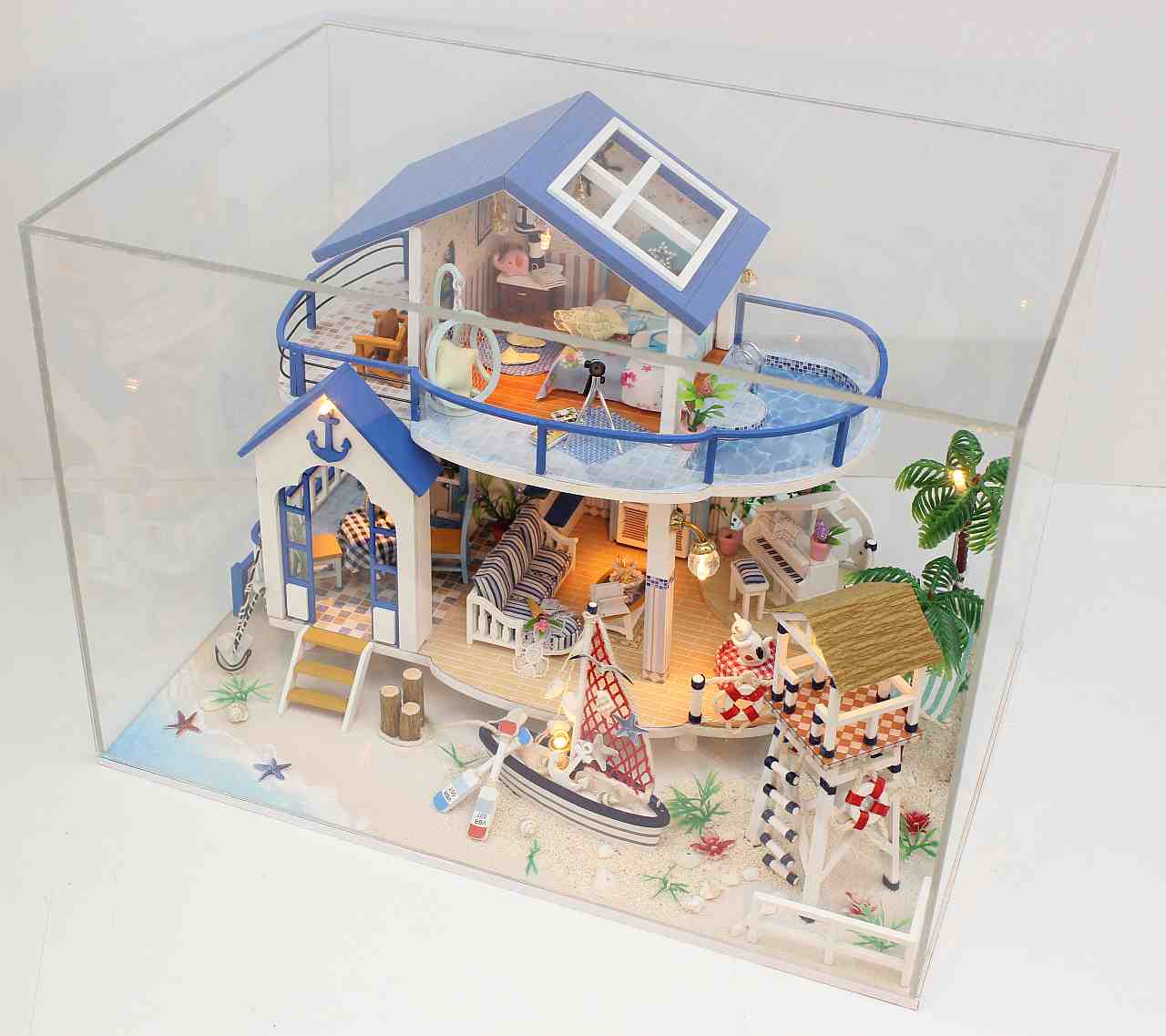 DIY 'Legend of the Blue Sea‘ (13844) w/Dust Cover, Glues and LEDs Miniature Doll House Gifts for Friends