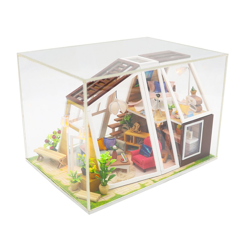 DIY Wooden Miniature Dollhouse M902 'The Aurora Hut'  w/ LEDs, Dust Proof Cover and Glues