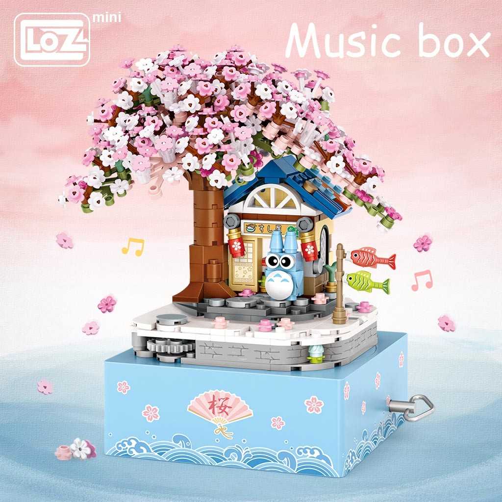 Mini Blocks Cherry Blossom Music Box Diamond Blocks Bricks Educational Toy Hobbies (#1221)