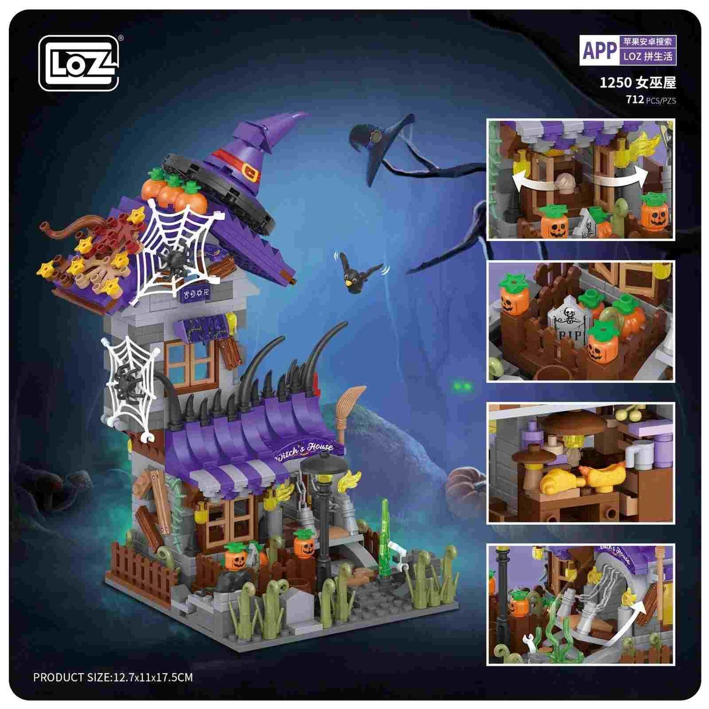 LOZ Mini Building Blocks Witches House (1250) Mini Block Toys Christmas Gifts