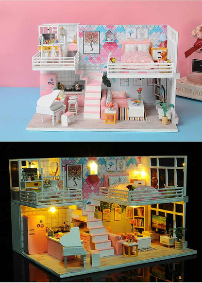 IIE CREATE Beautiful Dairy (K040) Assemble Wooden Miniature Dollhouse w/LEDs and Glues Birthday Anniversary Gifts