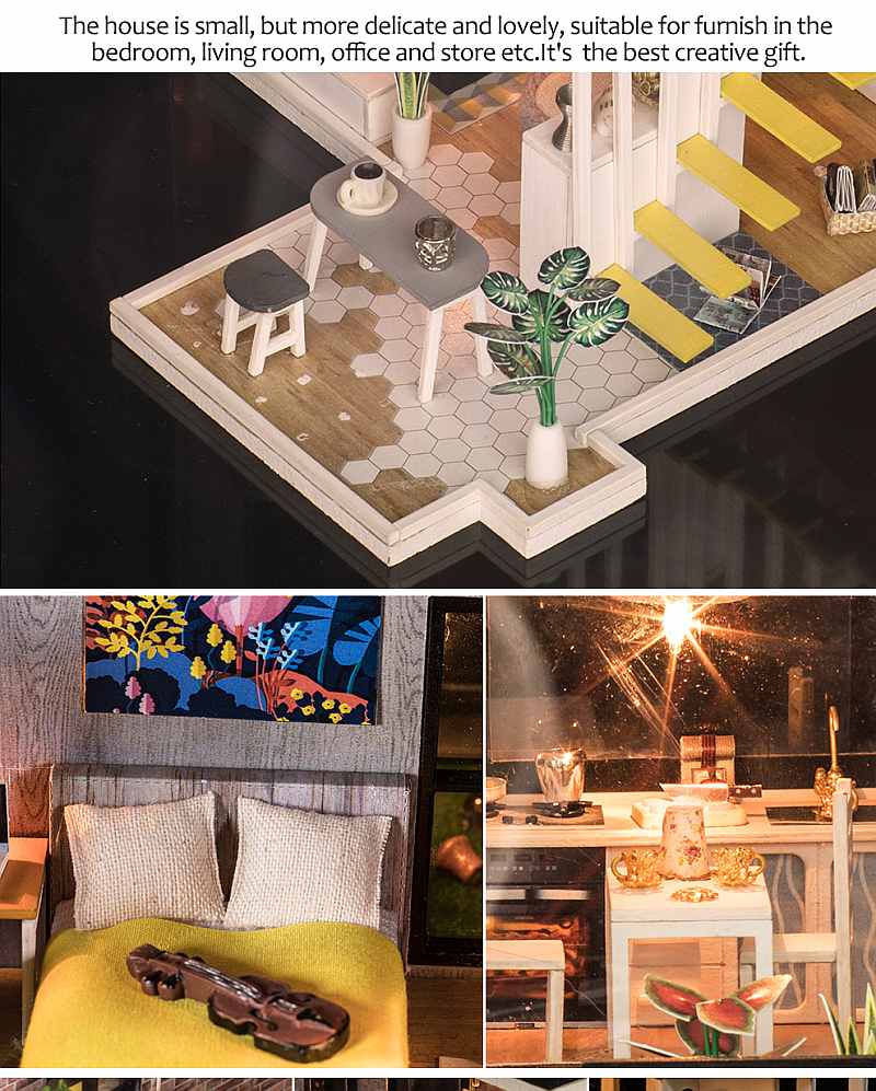 IIE CREATE September Forest (K033) Assemble Wooden Miniature Dollhouse w/LEDs and Glues Birthday Anniversary Gifts