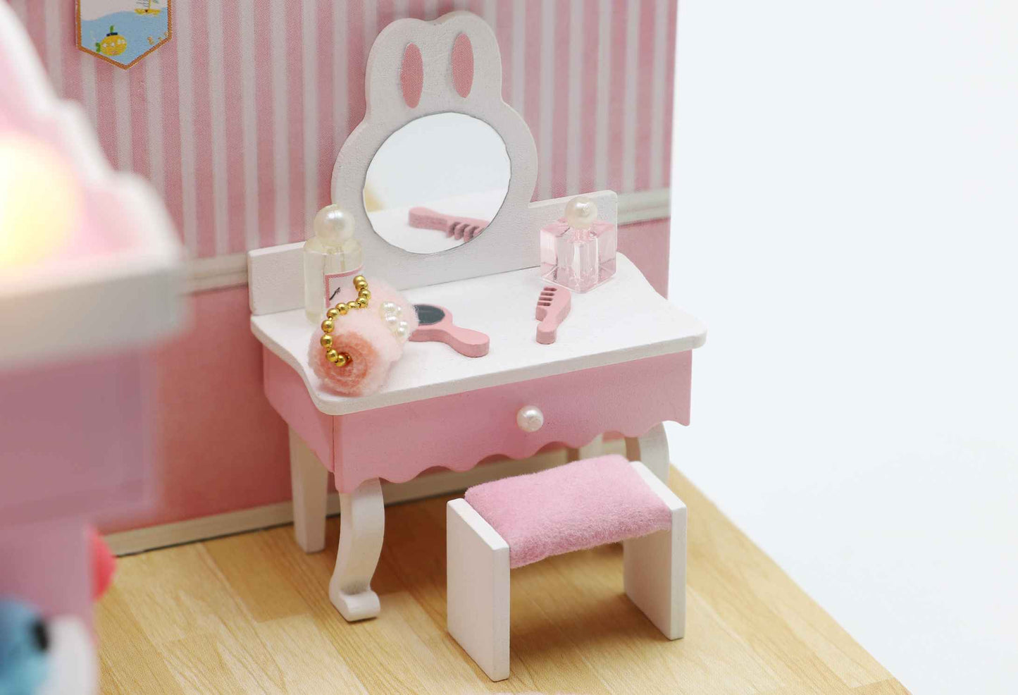 DIY Wooden Miniature "Lovely Cloakroom" (S2011) Doll house toy w/ LEDs, Glue and Dust Cover Birthday Gift