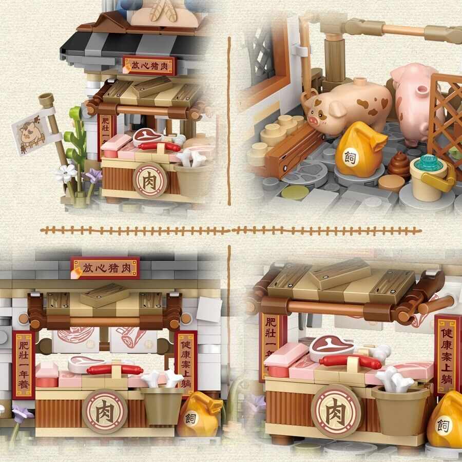 LOZ Mini Building Blocks Butcher's Shop (1942) Interlocking Blocks Toys Gifts