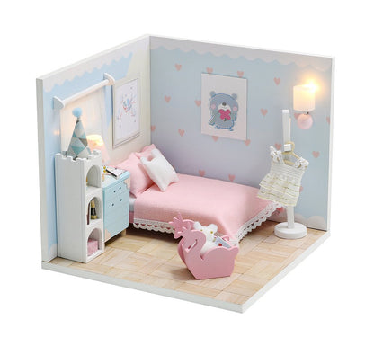 DIY Wooden Miniature "Dream Room" (S2005) Doll house toy w/ LEDs, Glue and Dust Cover Birthday Gift