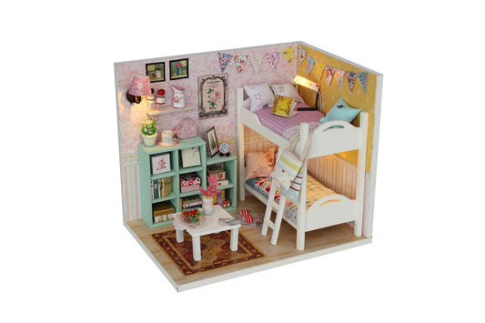 DIY M020 'Cheryl's Room‘ Wooden Kids Toy Miniature Dollhouse w/ LED Lights, Dust Proof Cover and Glue