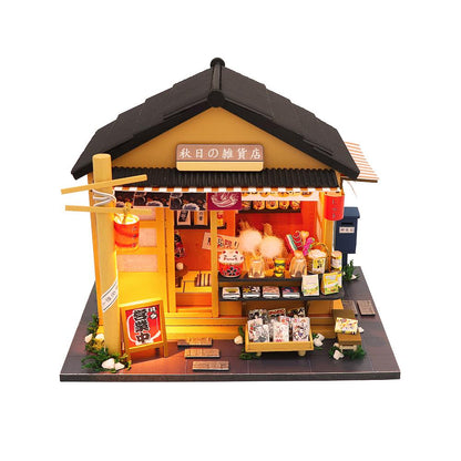 DIY M914 ’Memories of Autumn Grocery Store‘ Wooden Miniature Dollhouse w/ LED Lights and Dust Proof Cover and Glue Assemble Dollhouse