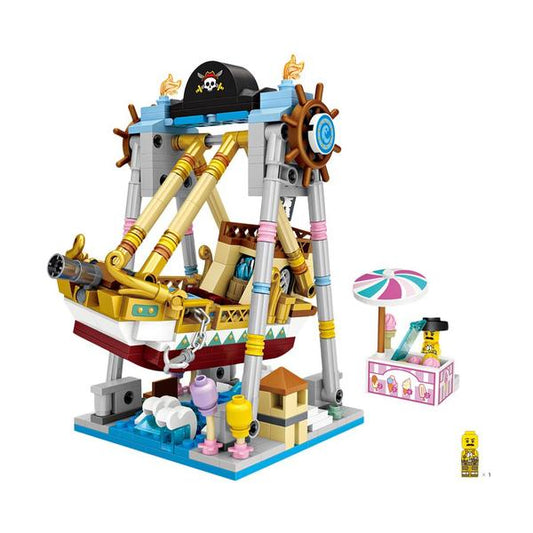 Amusement /Theme Park Pirate Ship 3 D Model DIY Mini Building Blocks (#1717)