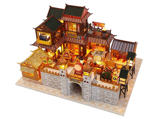 Wooden Miniature Dollhouse Furniture Kits "Life-Long Love" (PC2011) w/LED Lights, Dust Cover and Glues