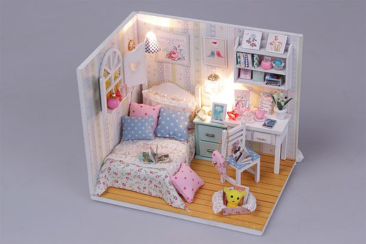 DIY Adabelle's Room (M013) Miniature Dollhouse w/ LEDs and Dust cover Present for Kids Crafts Doll House Room
