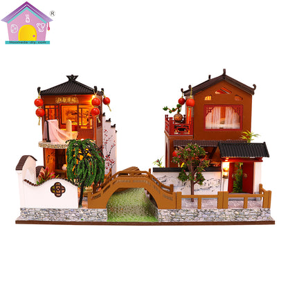 Hongda Wooden Dollhouse Furniture Kits "Poems and Dreams" (L902) w/LED Lights, Dust Cover and Glues Handmade Gifts Birthday Presents