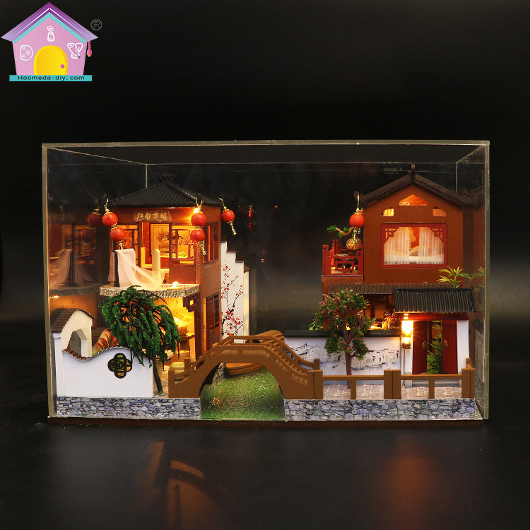 Wooden Dollhouse Furniture Kits "Poems and Dreams" (L902) w/LED Lights, Dust Cover and Glues Handmade Gifts Birthday Presents