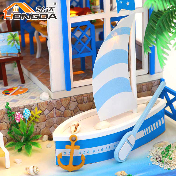 Hongda Dollhouse Furniture Kits (L906) 'Romantic Aegean Sea‘ w/Dust Cover and Glues Handmade Gifts Birthday Presents