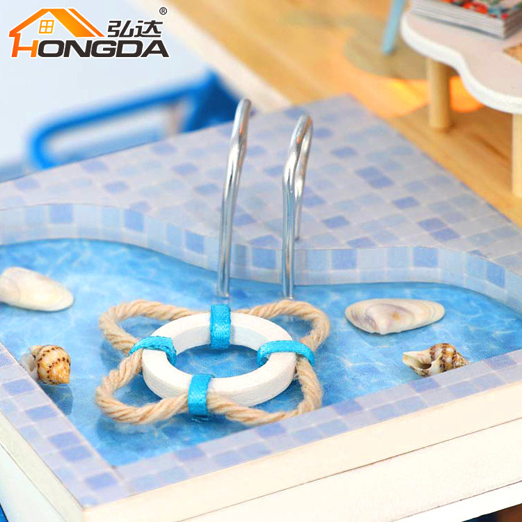 Hongda Dollhouse Furniture Kits (L906) 'Romantic Aegean Sea‘ w/Dust Cover and Glues Handmade Gifts Birthday Presents