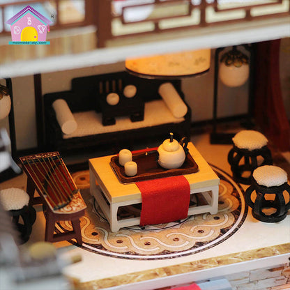 Hongda "A Splendid Family" (L905) Wooden Dollhouse w/LED Lights, Dust Cover and Glues Handmade Gifts Birthday Presents