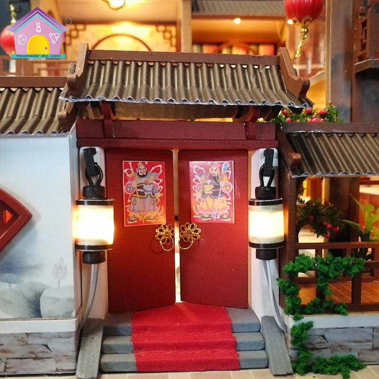 Wooden Dollhouse Furniture Kits "A Splendid Family "(L905) w/LED Lights, Dust Cover and Glues Handmade Gifts Birthday Presents