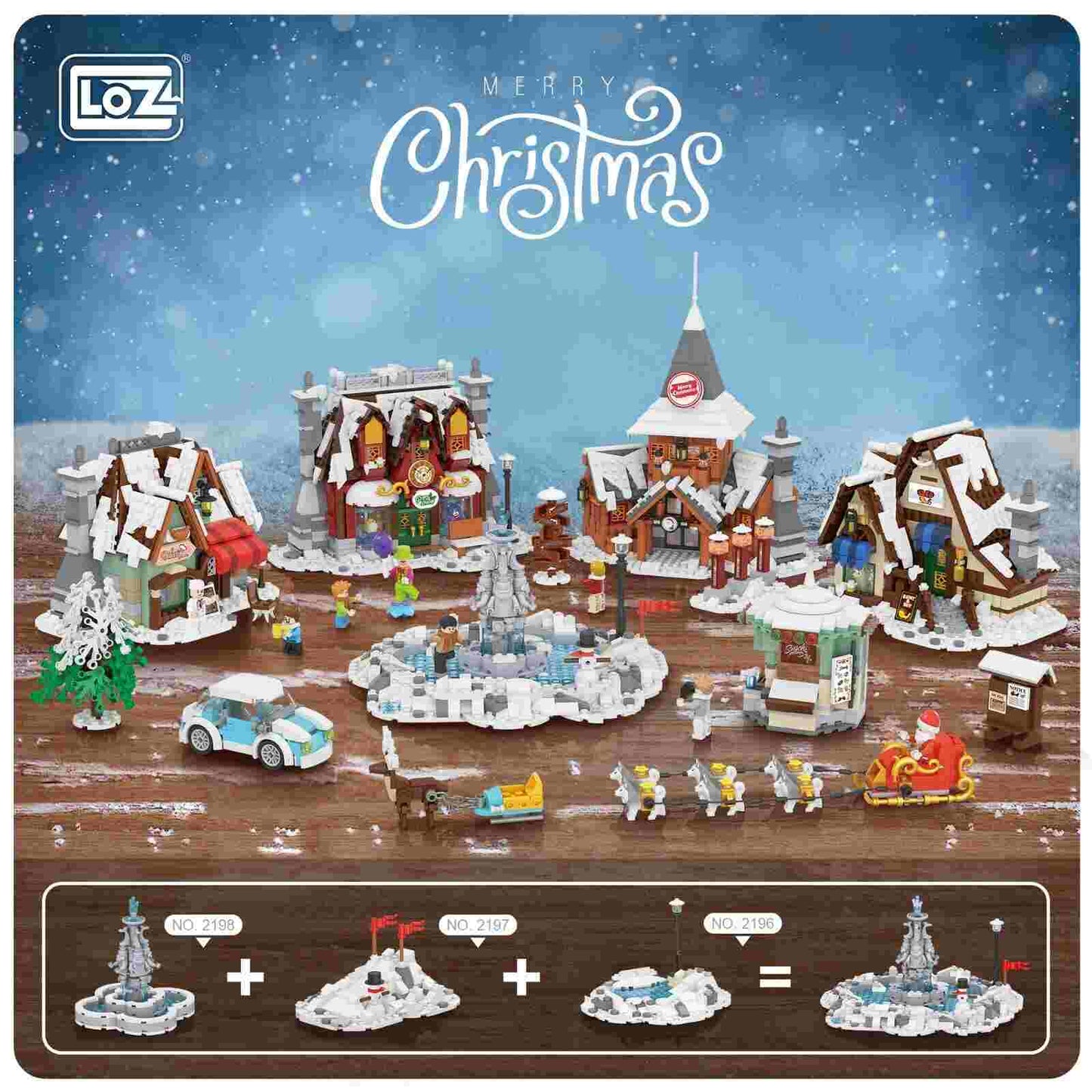 LOZ Mini Particle Building Blocks Santa Claus Cake Shop (2198) Block Toys Christmas Gifts