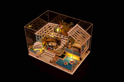 IIE CREATE Crete Holiday (K045) Assemble Wooden Miniature Dollhouse w/LEDs and Glues Birthday Anniversary Gifts