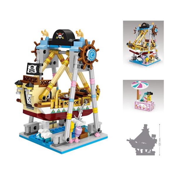 Amusement /Theme Park Pirate Ship 3 D Model DIY Mini Building Blocks (#1717)