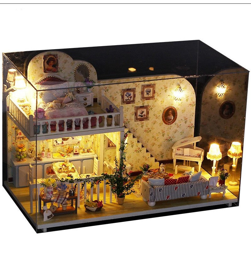 IIE CREATE Amsterdam in the Village (K023) Assemble Wooden Miniature Dollhouse w/LEDs, Dust Proof Cover and Glues Christmas Gifts
