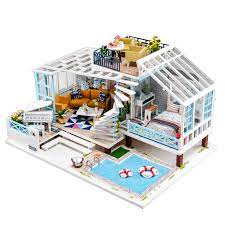 IIE CREATE Crete Holiday (K045) Assemble Wooden Miniature Dollhouse w/LEDs and Glues Birthday Anniversary Gifts