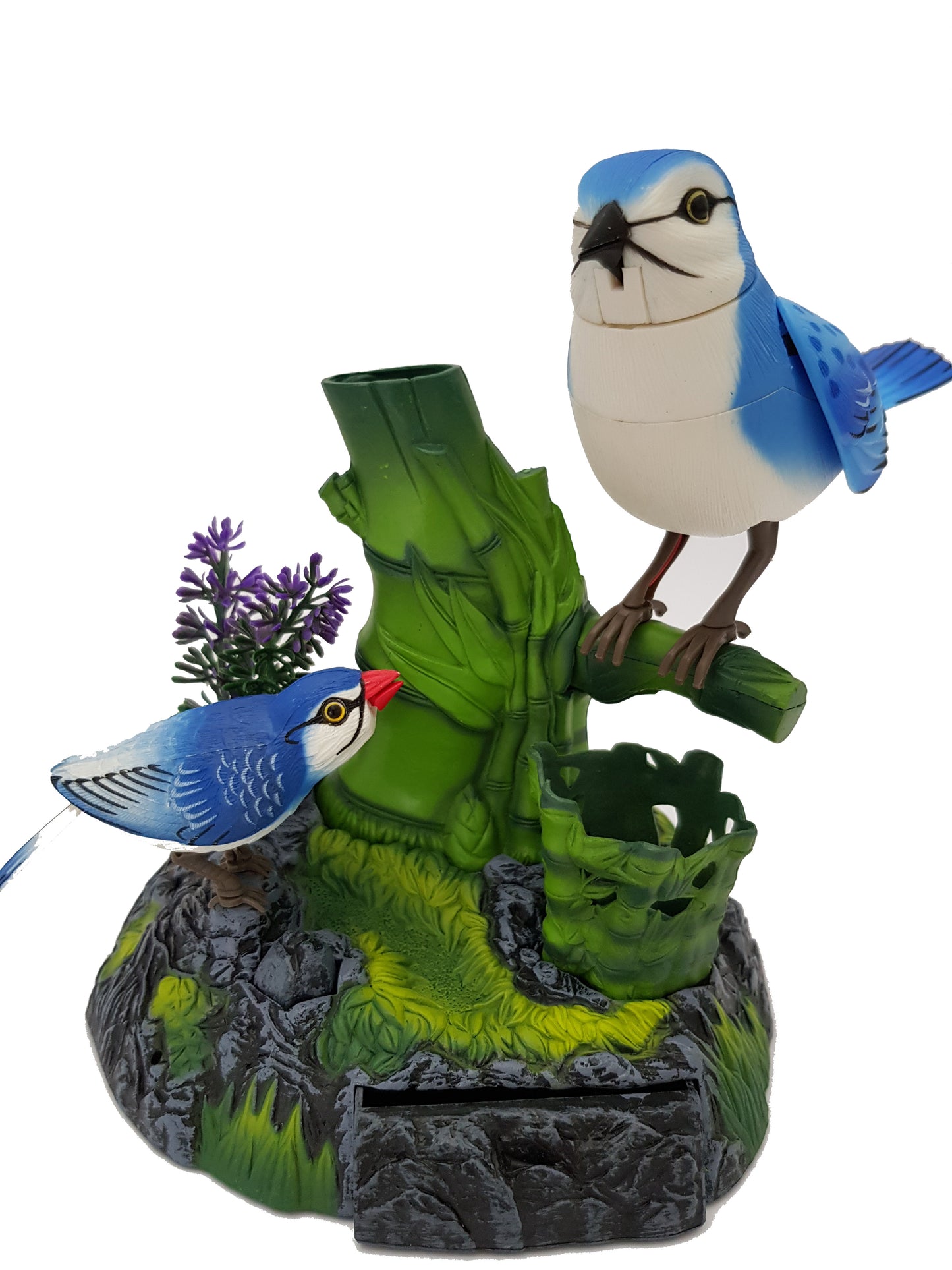 2 Blue Birds Sound and Touch Control Function Singing Bird Electric Bird Pets Pen Pencil Holder Christmas Birthday Gift for Kids