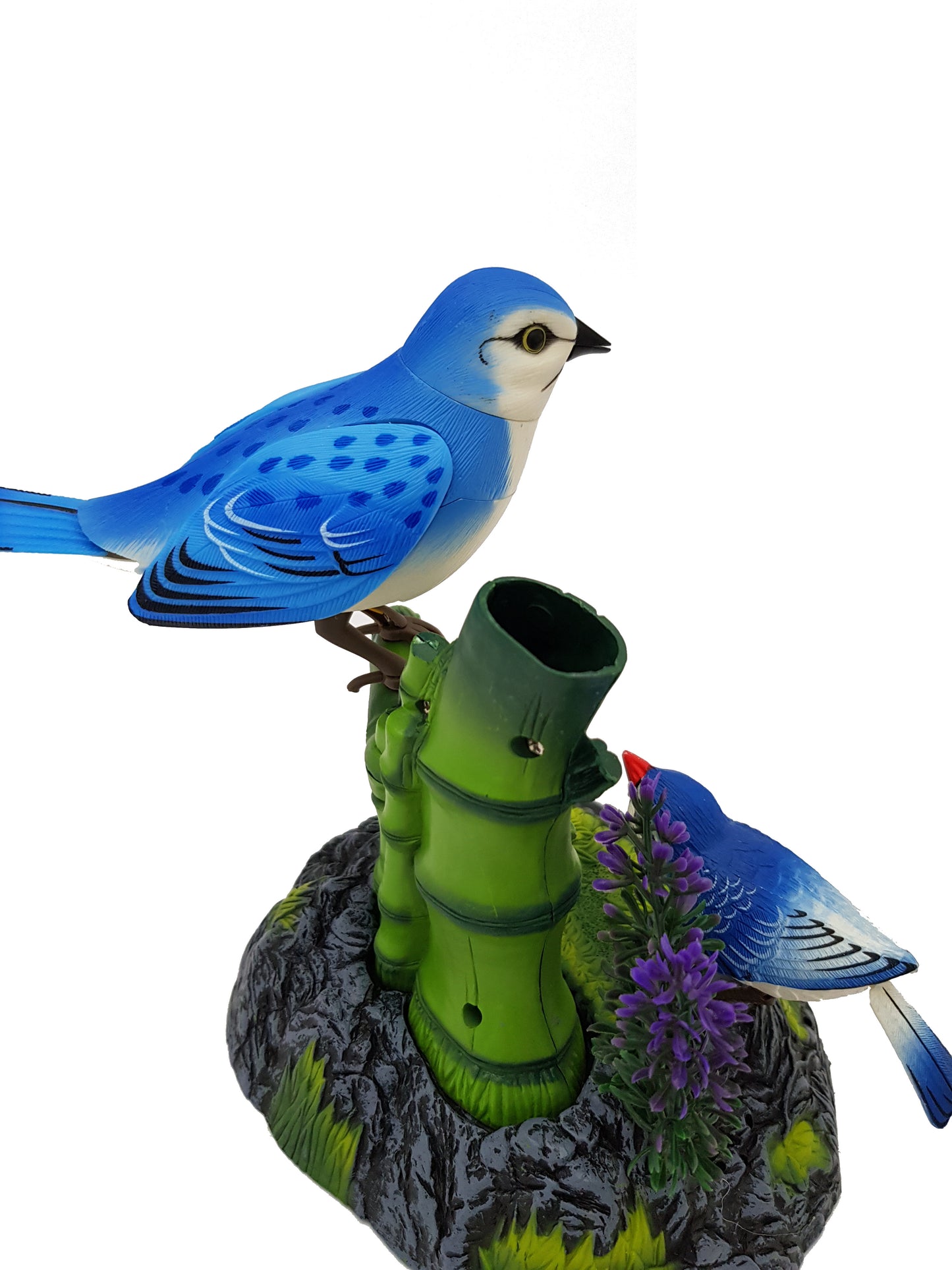 2 Blue Birds Sound and Touch Control Function Singing Bird Electric Bird Pets Pen Pencil Holder Christmas Birthday Gift for Kids