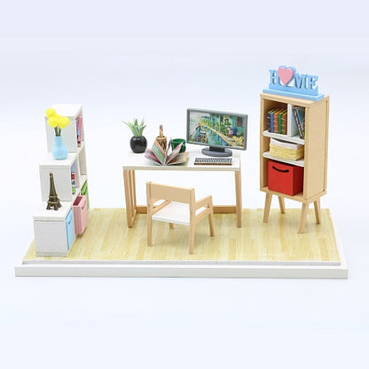 Assemble Wooden Miniature Doll House Furniture Kit "Reading Corner" DIY Doll House Furniture Doll House and Miniature Gifts