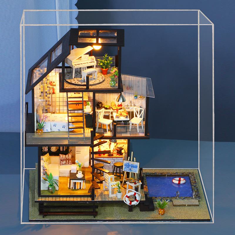 IIE CREATE Seattle Holiday (K048) Assemble Wooden Miniature Dollhouse w/LEDs and Glues Birthday Anniversary Gifts