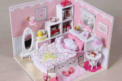 Wooden Kids Toy Miniature Dollhouse M001 'Angel's Dream' w/ LEDs, Dust Proof Cover and Glue Unique Girl Presents