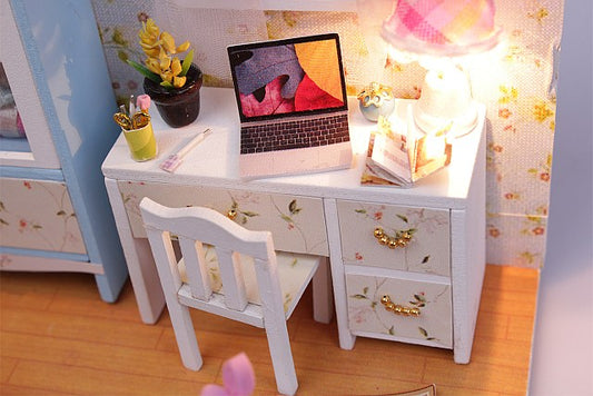 Assemble DIY Wooden Miniature 'Hemiola's Room' Doll house toy w/ LEDs and Dust cover Birthday Gift