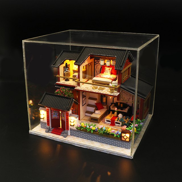 DIY M905 ’Auspicious Sign Loft‘ w/ LED Lights,  Glues and Dust Cover Wooden Miniature Dollhouse Furniture Kits