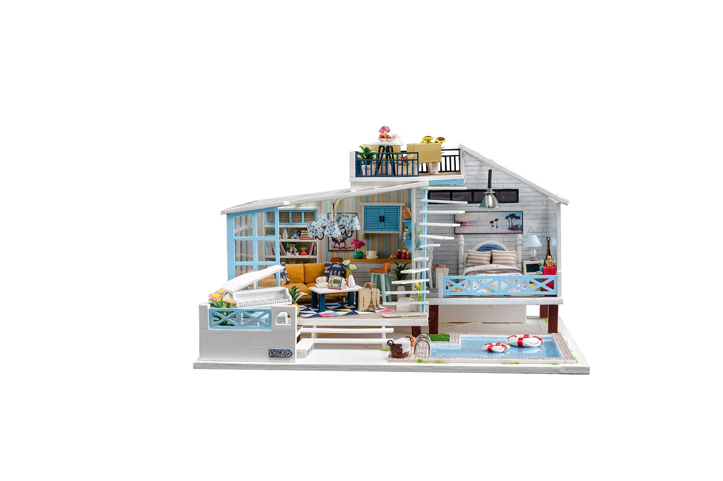 IIE CREATE Crete Holiday (K045) Assemble Wooden Miniature Dollhouse w/LEDs and Glues Birthday Anniversary Gifts