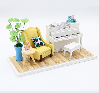 Assemble Wooden Miniature Doll House Room Furniture Kit 'The Voice of the Piano' DIY Doll House DIY Furniture Doll House and Miniature Gifts